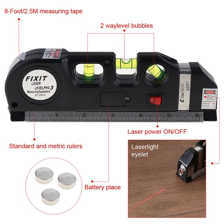 Livella laser con metro a nastro 250 cm LV-03