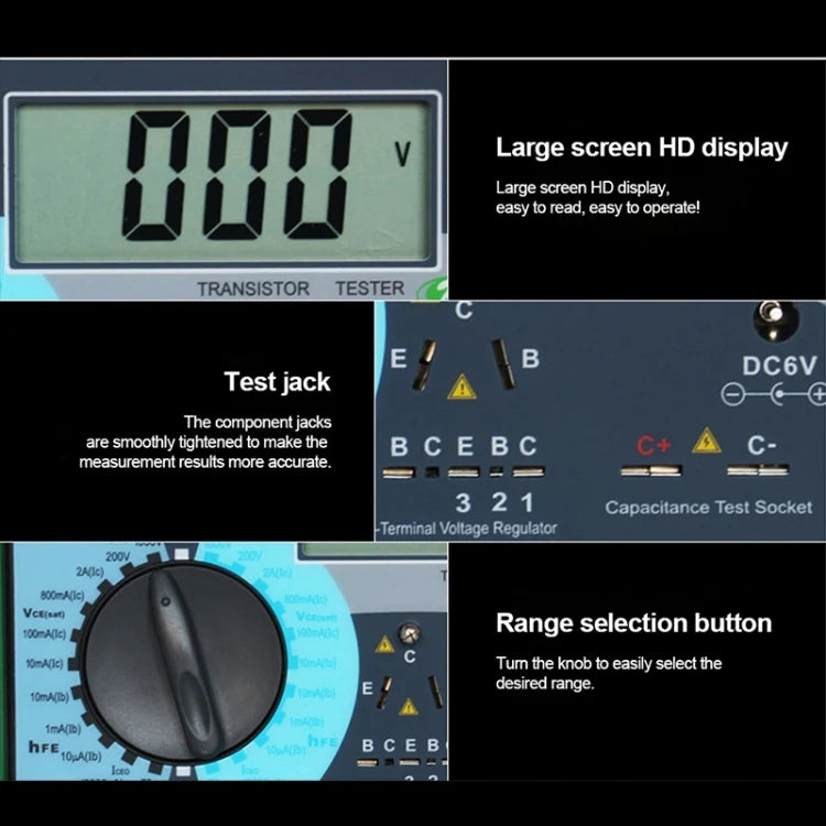 Tester per parametri transistor digitale LCD professionale da 2,7 pollici DY294 (4 * AA)