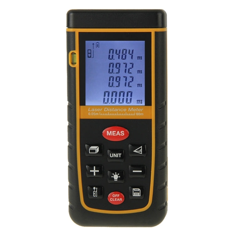 Distanziometro laser portatile LCD da 1,9 pollici RZ-A60 da 60 m con bolla di livello