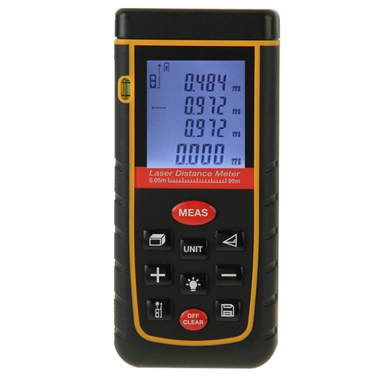 Distanziometro laser portatile LCD da 1,9 pollici RZ-A80 da 80 m con bolla di livello