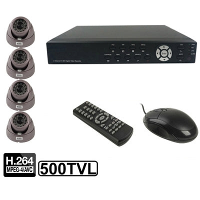 Kit videoregistratore digitale incorporato a 4 canali (1/3 CCD Sony, 500TVL, 24 LED IR, obiettivo 6 mm, distanza IR: 25 m, H.264 (8204EV+622A), 8204EV+622A, 1 / 3 Sony CCD, 500TVL