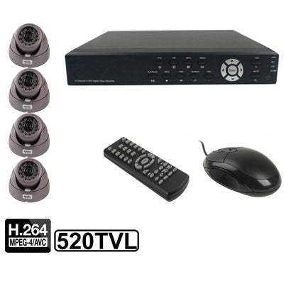 Kit videoregistratore digitale incorporato a 4 canali (1/3 Sony CCD, 520TVL, 24 LED IR, obiettivo da 6 mm, distanza IR: 25 m, H.264 (8204EV+622A), 8204EV+622A, 1 / 3 Sony CCD, 520TVL