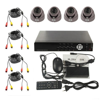 Kit videoregistratore digitale incorporato a 4 canali (1/3 Sony CCD, 520TVL, 24 LED IR, obiettivo da 6 mm, distanza IR: 25 m, H.264 (8204EV+622A), 8204EV+622A, 1 / 3 Sony CCD, 520TVL