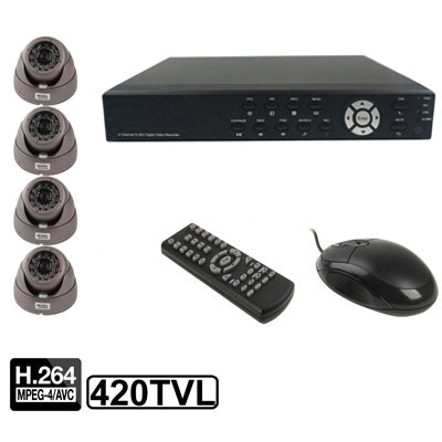 Kit videoregistratore digitale incorporato a 4 canali (1/3 Sharp CCD, 420TVL, 24 LED IR, obiettivo da 6 mm, distanza IR: 25 m, H.264 (8204EV+622A), 1 / 3 Sharp CCD, 420TVL