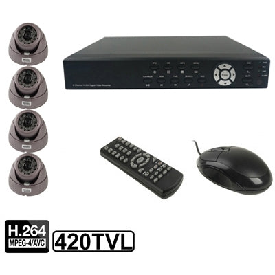 Kit videoregistratore digitale integrato a 4 canali (CCD Sharp, 420TVL, obiettivo da 6 mm, distanza IR: 25 m, H.264 (8204EV+622A), 8204EV+622A, 1 / 4 Sharp CCD, 24 x IR LED