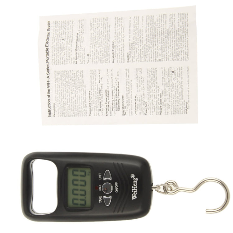 Bilancia elettronica con gancio per bagagli da viaggio LCD da 50 kg x 10 g (WH-A17), WH-A17