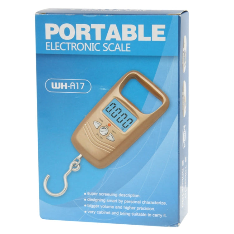 Bilancia elettronica con gancio per bagagli da viaggio LCD da 50 kg x 10 g (WH-A17), WH-A17