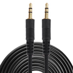 Cavo Aux, cavo audio stereo mini plug maschio da 3,5 mm, lunghezza: 10 m (connettore nero + placcato oro), Length: 10m Black, (Gold Plated)