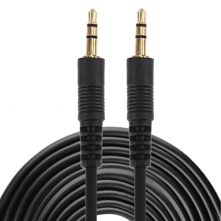 Cavo Aux, cavo audio stereo mini plug maschio da 3,5 mm, lunghezza: 10 m (connettore nero + placcato oro), Length: 10m Black, (Gold Plated)