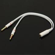 Cavo adattatore jack per microfono femmina da 3,5 mm a maschio da 3,5 mm + cavo adattatore jack per auricolari maschio da 3,5 mm, White