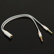 Cavo adattatore jack per microfono femmina da 3,5 mm a maschio da 3,5 mm + cavo adattatore jack per auricolari maschio da 3,5 mm, White