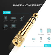 Adattatore per presa adattatore jack stereo da 6,35 mm maschio a 3,5 mm placcato oro, 6.35 Male to 3.5mm Female