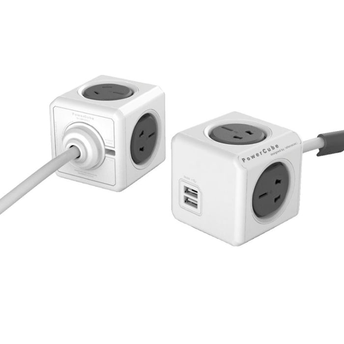 Presa di corrente adattatore da parete universale PowerCube 10A con 4 prese US/AU e 2 porte USB e linea estesa per ufficio domestico, lunghezza cavo: 1,5 m, spina AU, consegna colore casuale, With Cable & 2 USB Ports