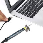 Penna per saldatore portatile alimentata tramite USB 5V 8W Punta a lunga durata + Interruttore tattile Cappuccio protettivo Spegnimento automatico 25 secondi, ZD-20U