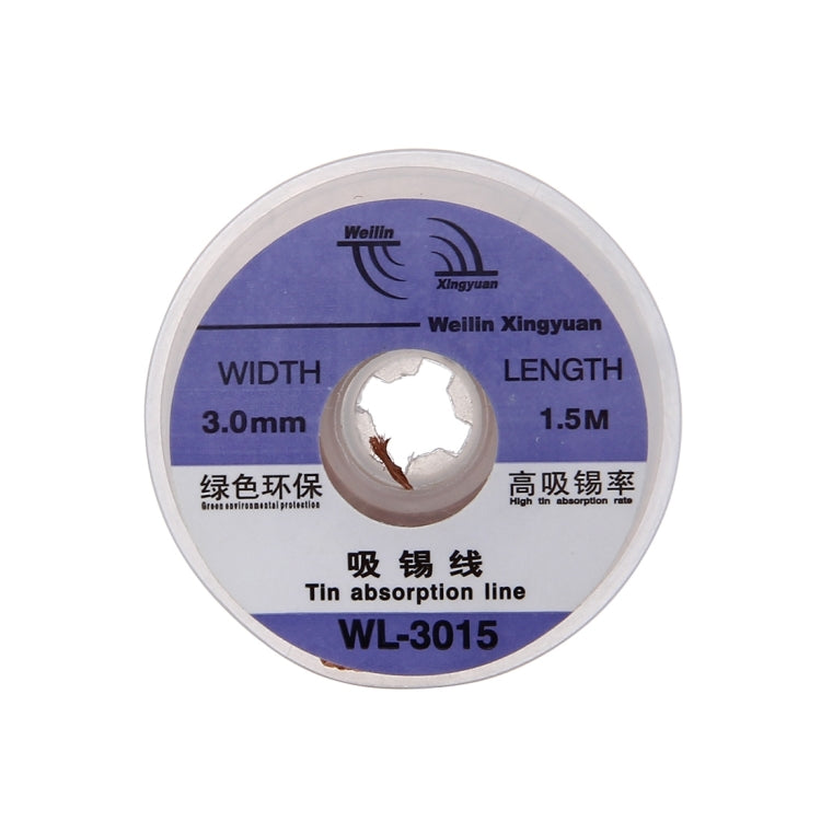 WL-3015 Filo assorbente in stagno per saldatura da 1,5 m, larghezza: 3,0 mm, 3.0mm