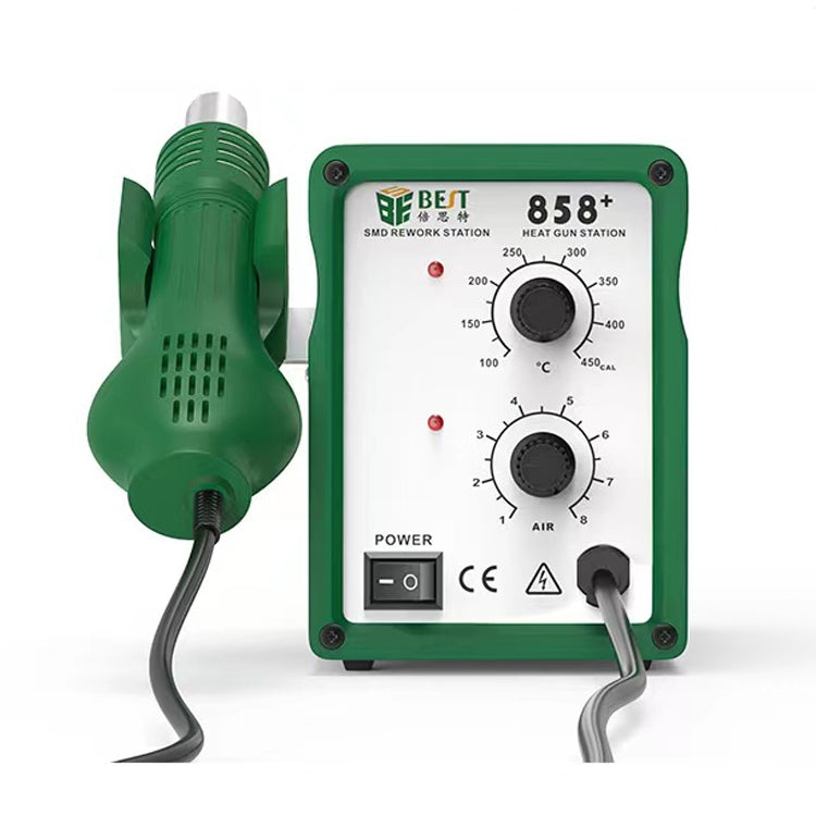 BEST BST-858+ AC 220V 50Hz 650W Pistola ad aria calda senza piombo a temperatura regolabile con vento elicoidale, BST-858+ EU Plug, BST-858+ US Plug