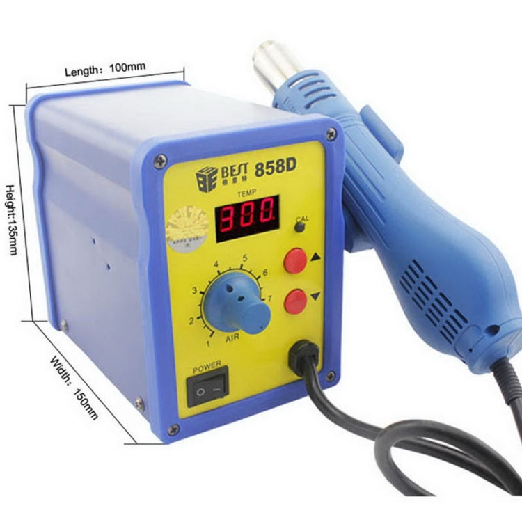 BEST BST-858D AC 220V 50Hz 650W Display LED Pistola ad aria calda senza piombo a temperatura regolabile con vento elicoidale, BST-858D EU Plug, BST-858D US Plug