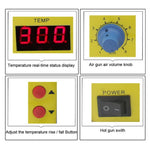 BEST BST-858D AC 220V 50Hz 650W Display LED Pistola ad aria calda senza piombo a temperatura regolabile con vento elicoidale, BST-858D EU Plug, BST-858D US Plug