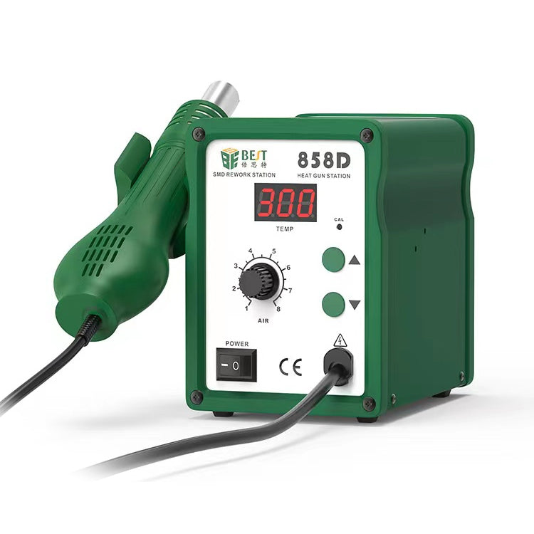BEST BST-858D+ AC 220V 50Hz 650W Display LED Pistola ad aria calda senza piombo a temperatura regolabile con vento elicoidale, BST-858D+  EU Plug, BST-858D+ US Plug