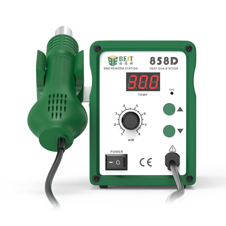 BEST BST-858D+ AC 220V 50Hz 650W Display LED Pistola ad aria calda senza piombo a temperatura regolabile con vento elicoidale, BST-858D+  EU Plug, BST-858D+ US Plug