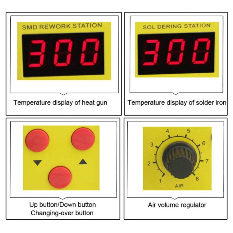 BEST BST-898D 2 in 1 AC 220V 720W Display LED Pistola ad aria calda senza piombo a temperatura regolabile con vento elicoidale + Stazione di saldatura e saldatore, BST-898D EU Plug, BST-898D US Plug