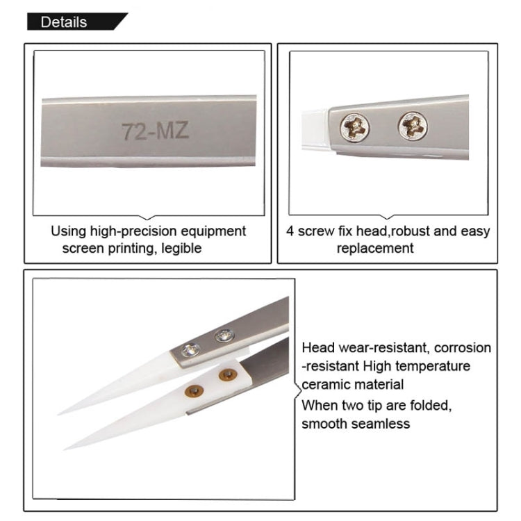 MIGLIORI pinzette con punta in ceramica resistente alle alte temperature in acciaio inossidabile BST-72-MZ 302, BST-72-MZ