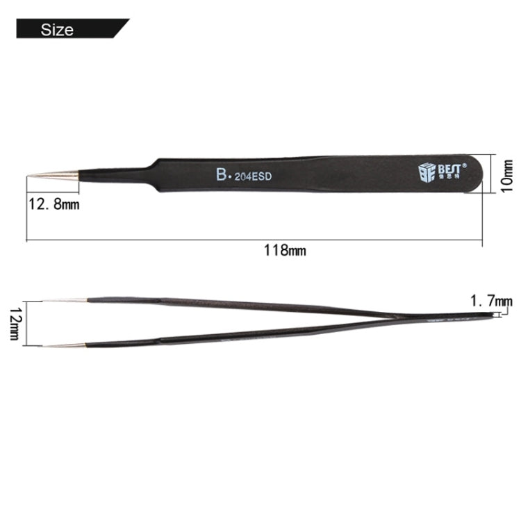 BEST BST-204ESD 202 Pinzette con punta antistatica in acciaio inossidabile, BST-204ESD