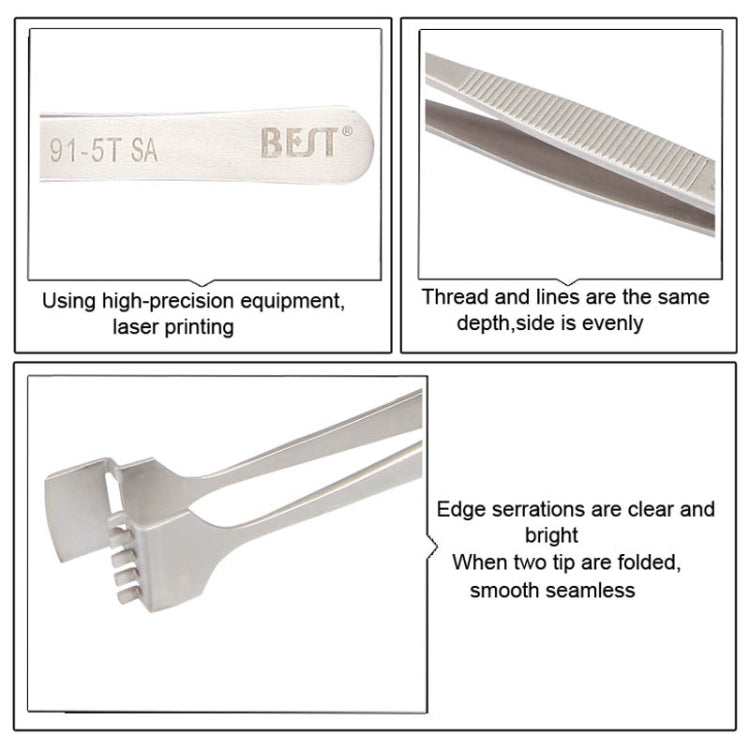 BEST BST-91-5T Pinzette professionali per wafer in acciaio inossidabile SA per wafer di silicio, BST-91-5T