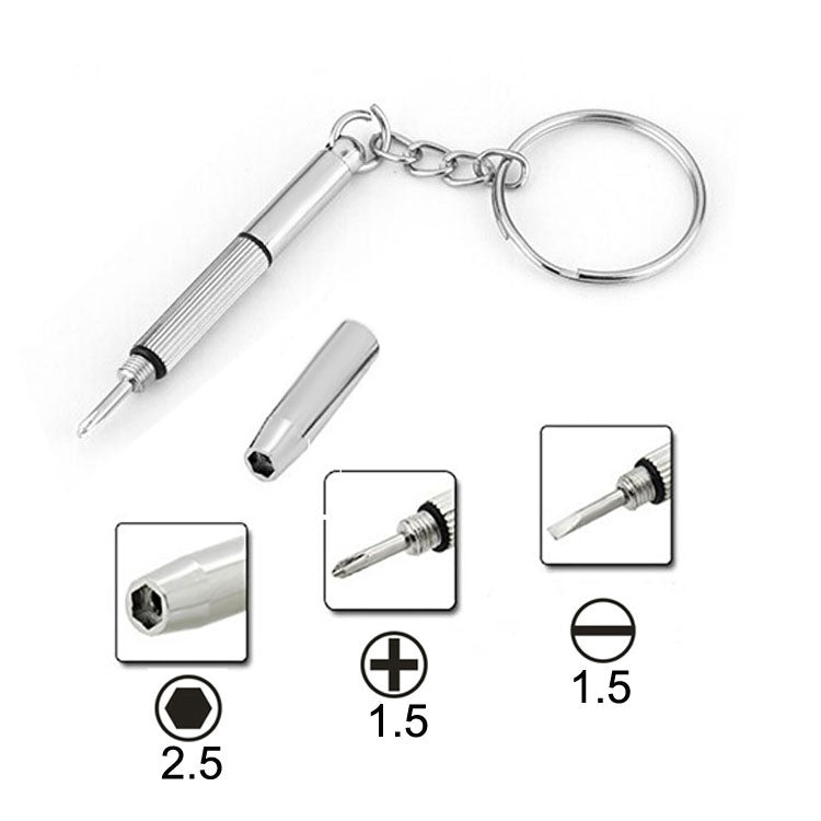 Professional 3 in 1 Screwdriver (1.5 Phillips, 1.5 Straight, M2.5 Star Nut) Repair Tool with Keychain for Smartphone, Watch, Glasses, 3 in 1