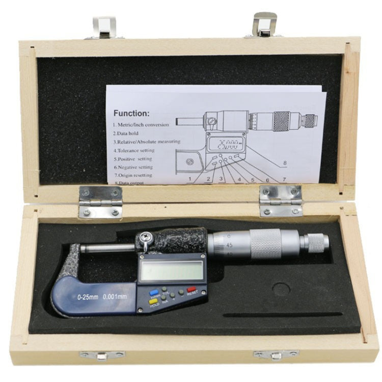 Micrometro digitale elettronico da 25 mm (1 pollice) (risoluzione 0,001 mm), 0-25 mm