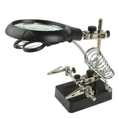 Lente d'ingrandimento a clip con 5 LED e supporto regolabile