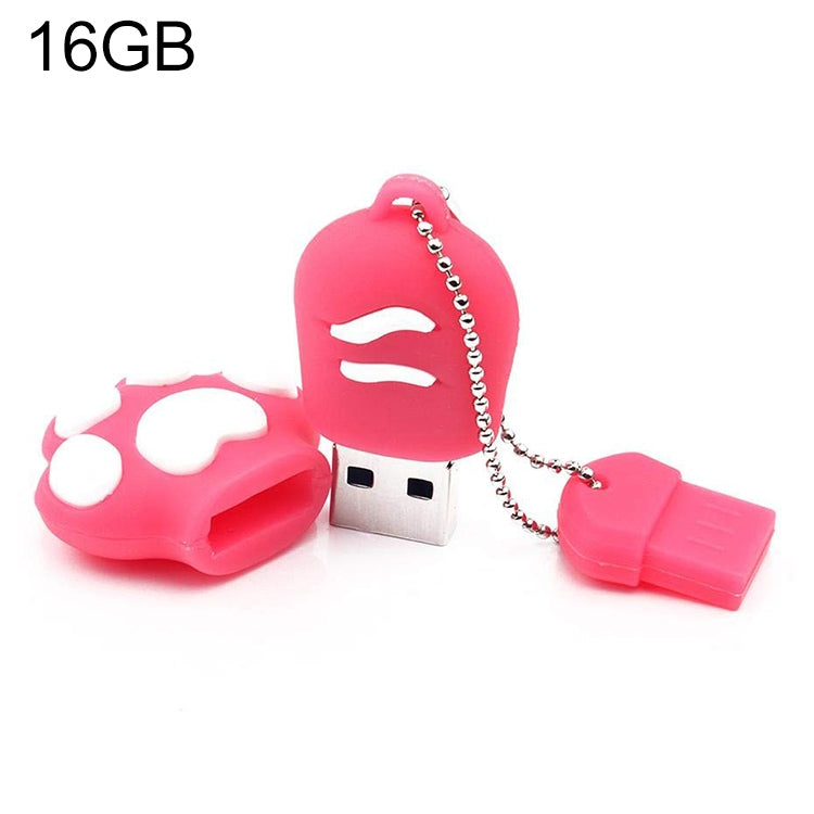 Disco flash USB 2.0 in silicone a forma di zampa d'orso da 16 GB con tazza antipolvere, 16GB (Red Plum)