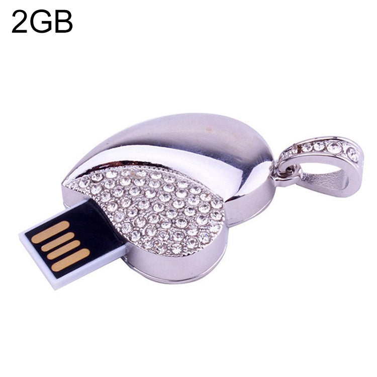 Disco flash USB per gioielli con diamanti a forma di cuore in argento, speciale per i regali di San Valentino, 2GB, 4GB, 8GB, 16GB, 32GB
