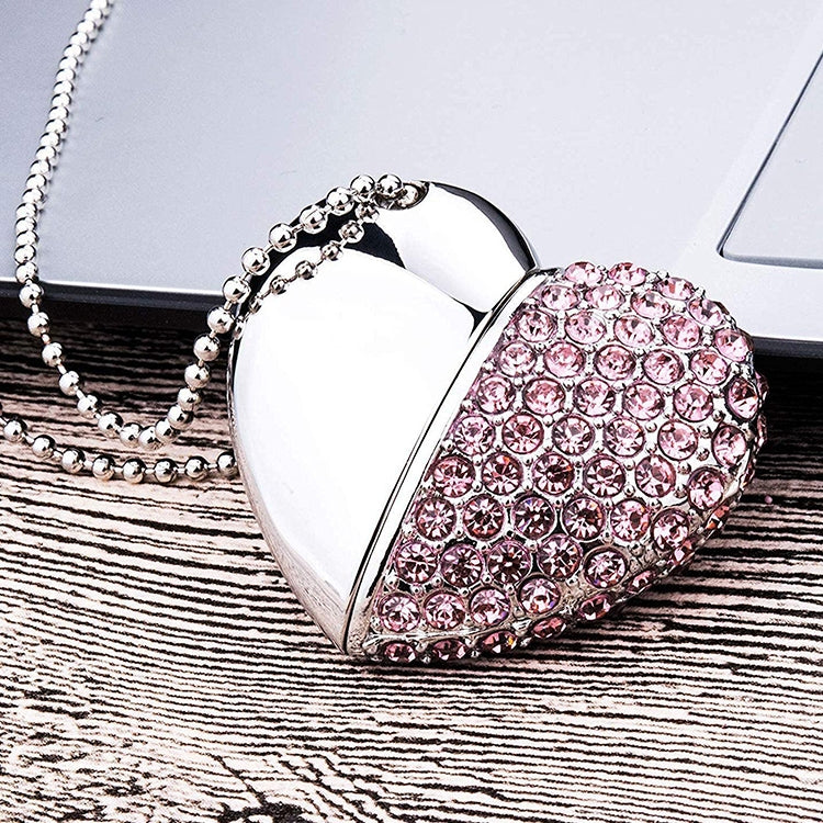 Disco flash USB per gioielli con diamanti a forma di cuore, speciale per i regali di San Valentino, 2GB, 4GB, 8GB, 16GB
