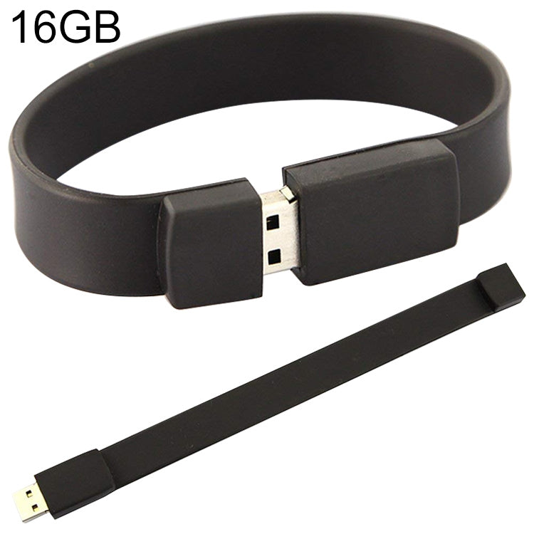 Disco flash USB 2.0 per braccialetti in silicone da 16 GB, 16GB (Black)