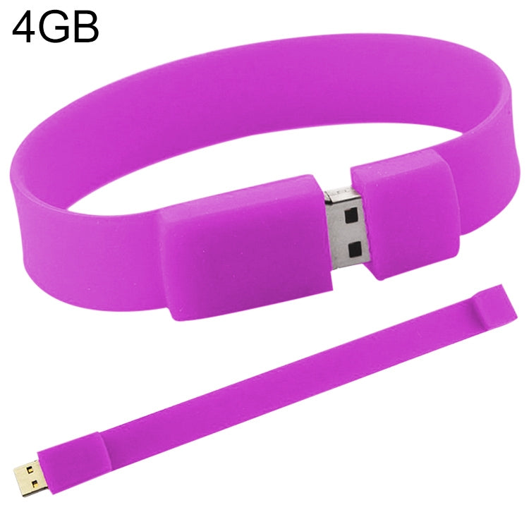 Disco flash USB 2.0 per braccialetti in silicone da 4 GB, 4GB (Purple)