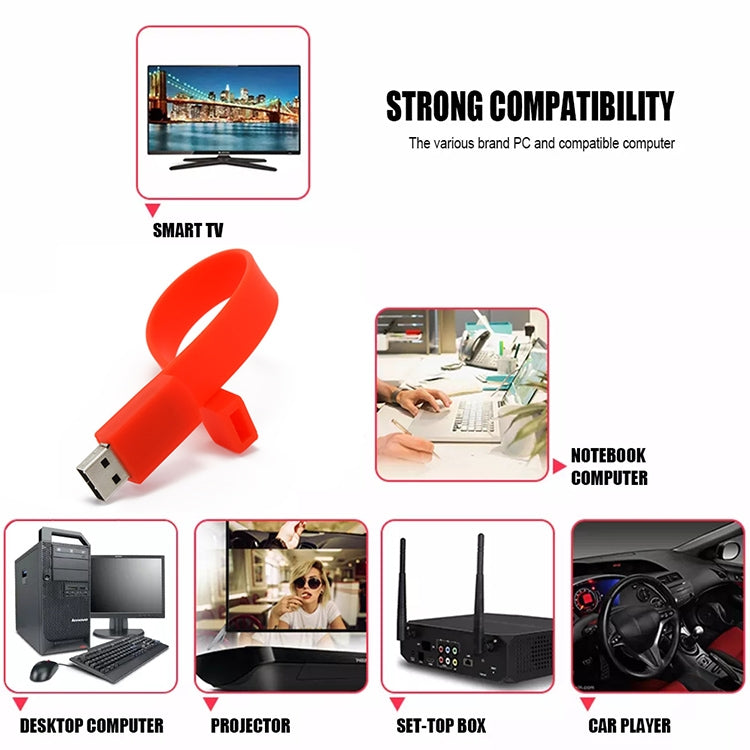 Disco flash USB 2.0 per braccialetti in silicone da 16 GB, 16GB