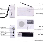 Torcia LED multifunzione portatile con radio AM/FM e caricatore