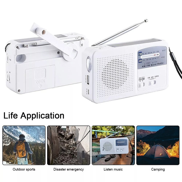 Torcia LED portatile con radio AM/FM e caricatore USB