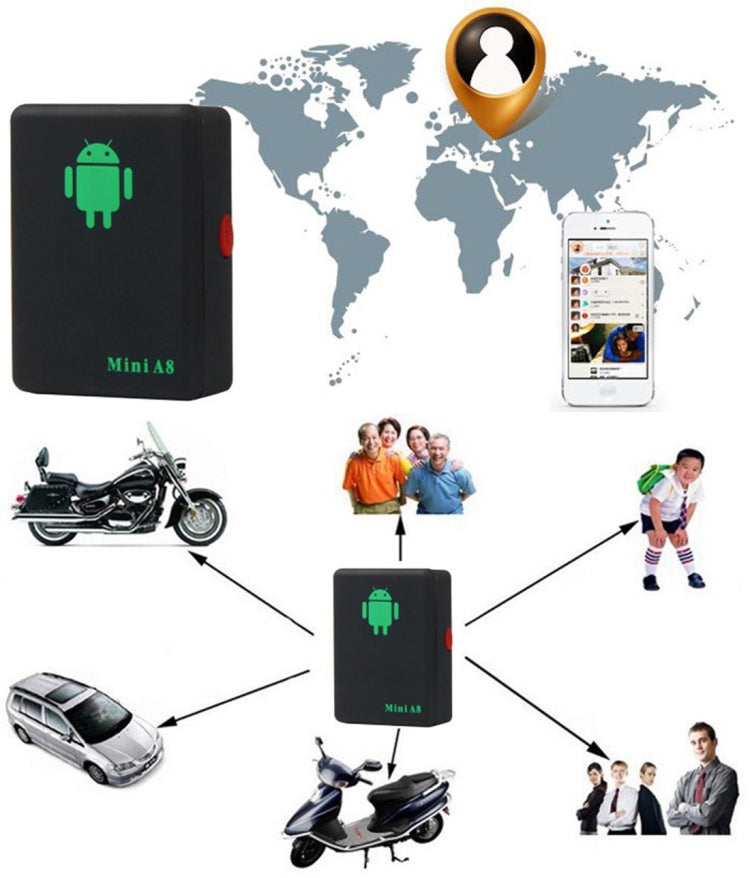 TRACKER Mini A8 Localizzatore globale in tempo reale a 4 bande Dispositivo di localizzazione GSM/GPRS per uso personale