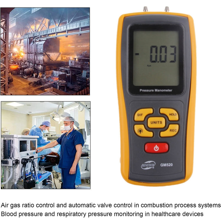 Manometro di pressione con display LCD BENETECH GM520