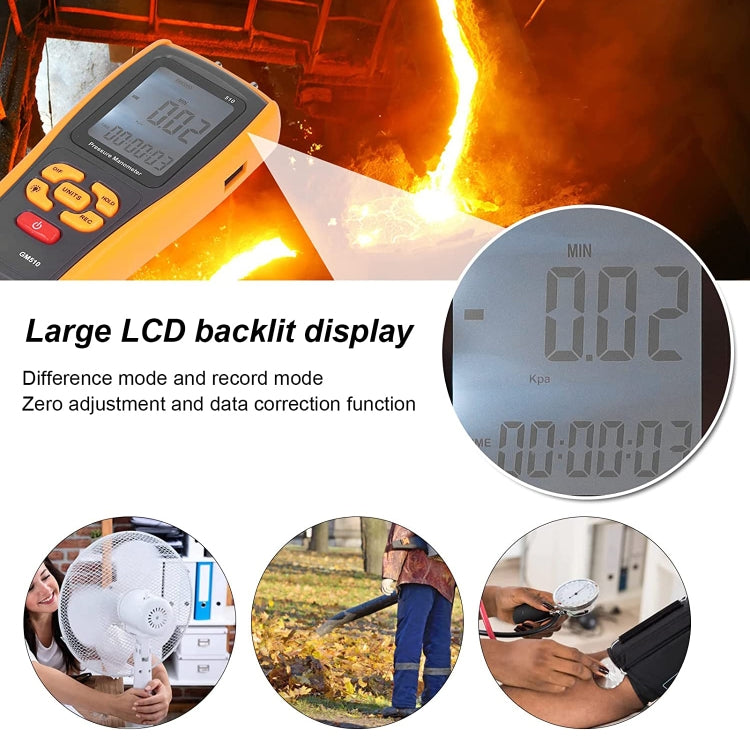 Manometro di pressione digitale con display LCD GM510