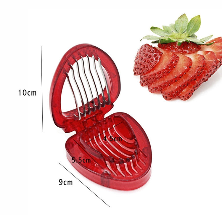Coltello da frutta per affettare fragole in plastica per utensili da cucina da 2 pezzi con lama in acciaio inossidabile, Strawberry Slicer