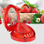 Coltello da frutta per affettare fragole in plastica per utensili da cucina da 2 pezzi con lama in acciaio inossidabile, Strawberry Slicer
