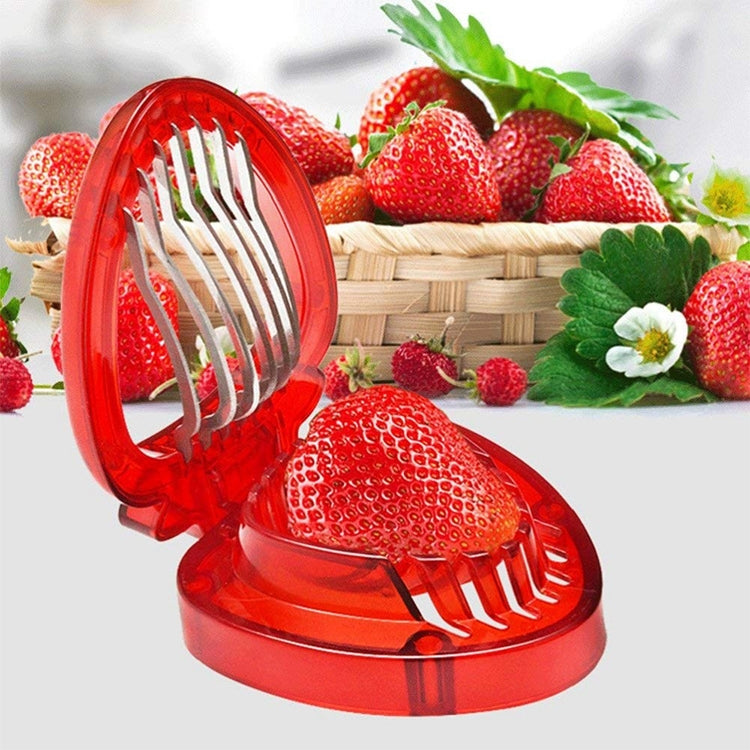 Coltello da frutta per affettare fragole in plastica per utensili da cucina da 2 pezzi con lama in acciaio inossidabile, Strawberry Slicer