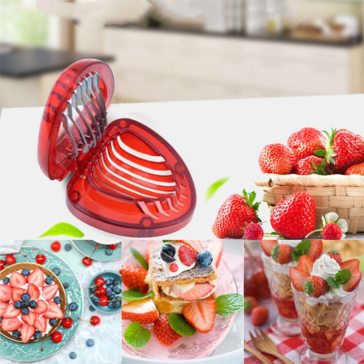Coltello da frutta per affettare fragole in plastica per utensili da cucina da 2 pezzi con lama in acciaio inossidabile, Strawberry Slicer