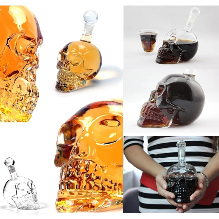Bottiglia con teschio in vetro cristallo per vodka, whisky, liquori alla birra, vino rosso e altre bevande, 1000ML