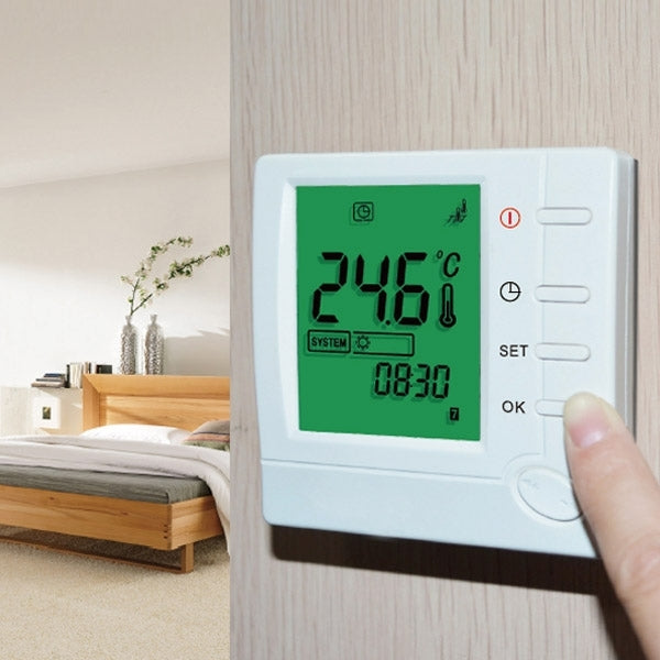 Programmable room thermostat with LCD display for electric underfloor heating system