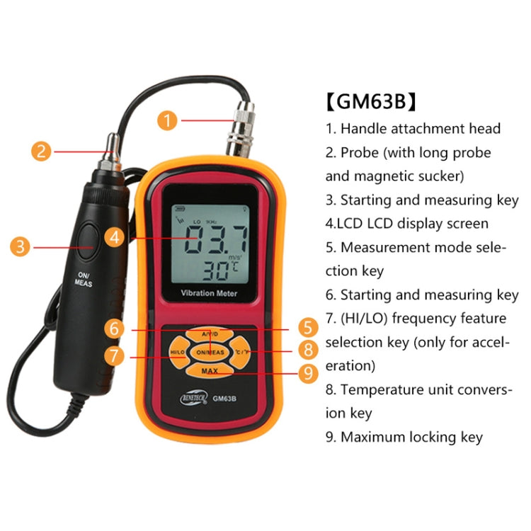 Misuratore di vibrazioni digitale BENETECH GM63B