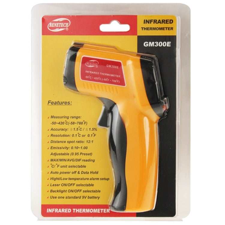Termometro digitale a infrarossi con punto laser BENETECH GM300E, intervallo di temperatura: -50-420 gradi Celsius, GM300E